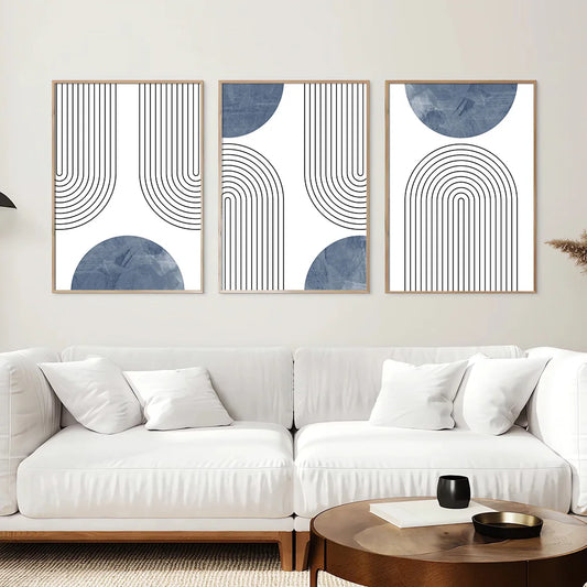 Sapphire Curves Wall Posters - 3 piece set