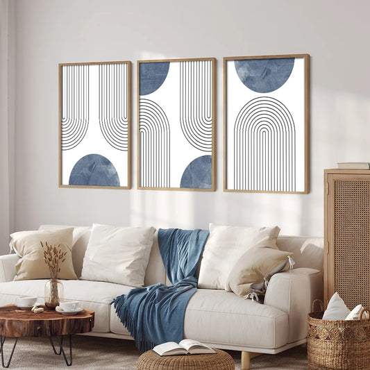 Sapphire Curves Wall Posters - 3 piece set