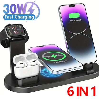 30W 6 In 1 Wireless Charger For Apple or Samsung