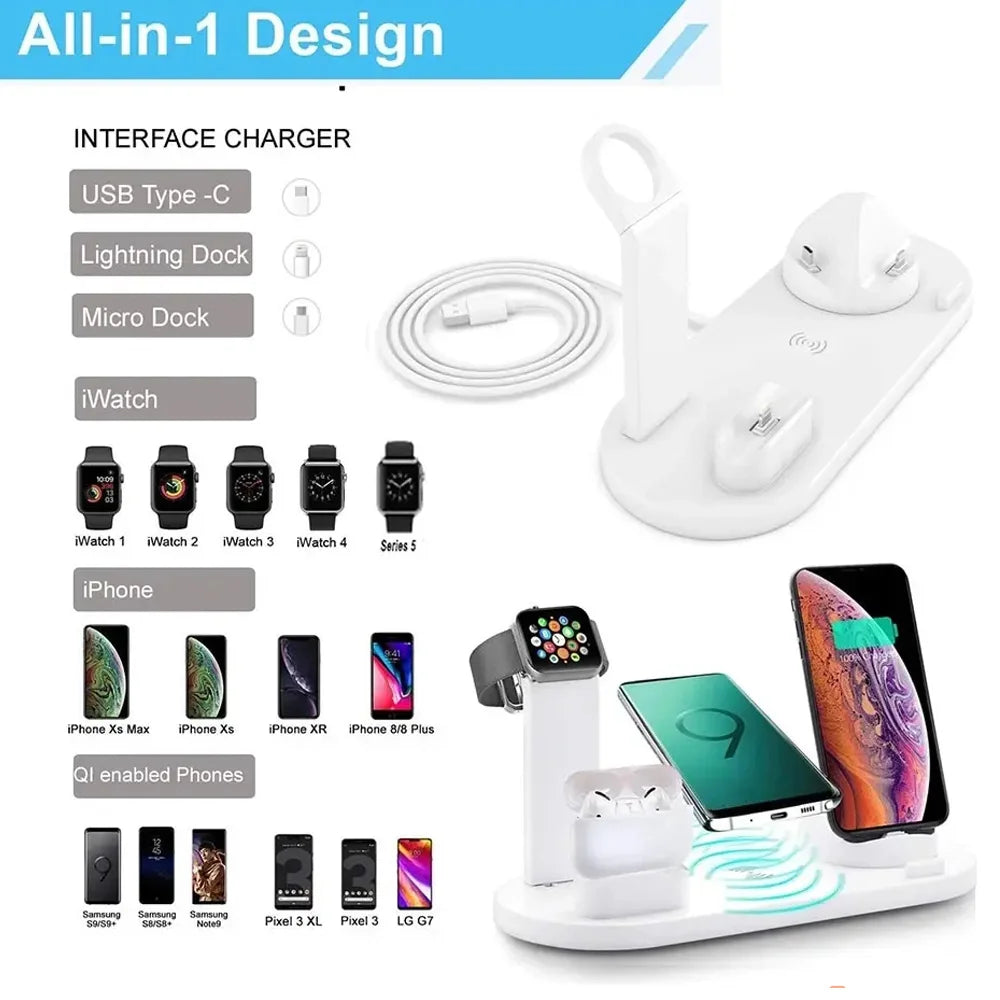 30W 6 In 1 Wireless Charger For Apple or Samsung