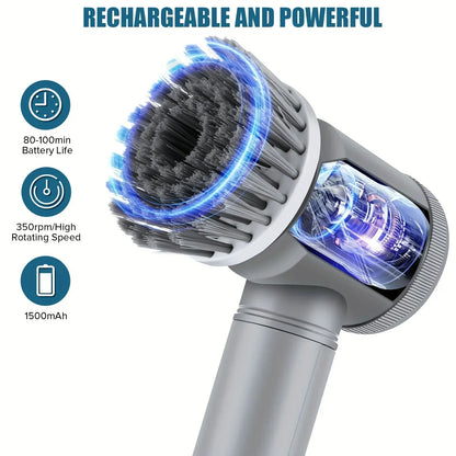 Electric Cleaning Brush with 6 Replaceable Brush Heads