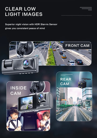 Dash Cam 1080P 3 Cameras (with or without 32GB SD Card)