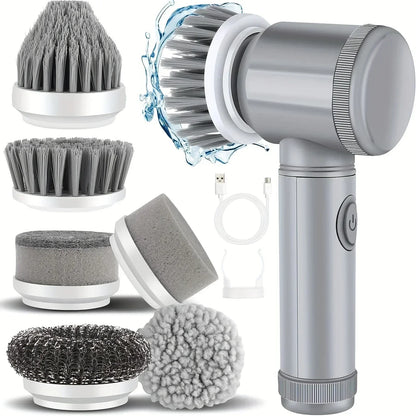 Electric Cleaning Brush with 6 Replaceable Brush Heads