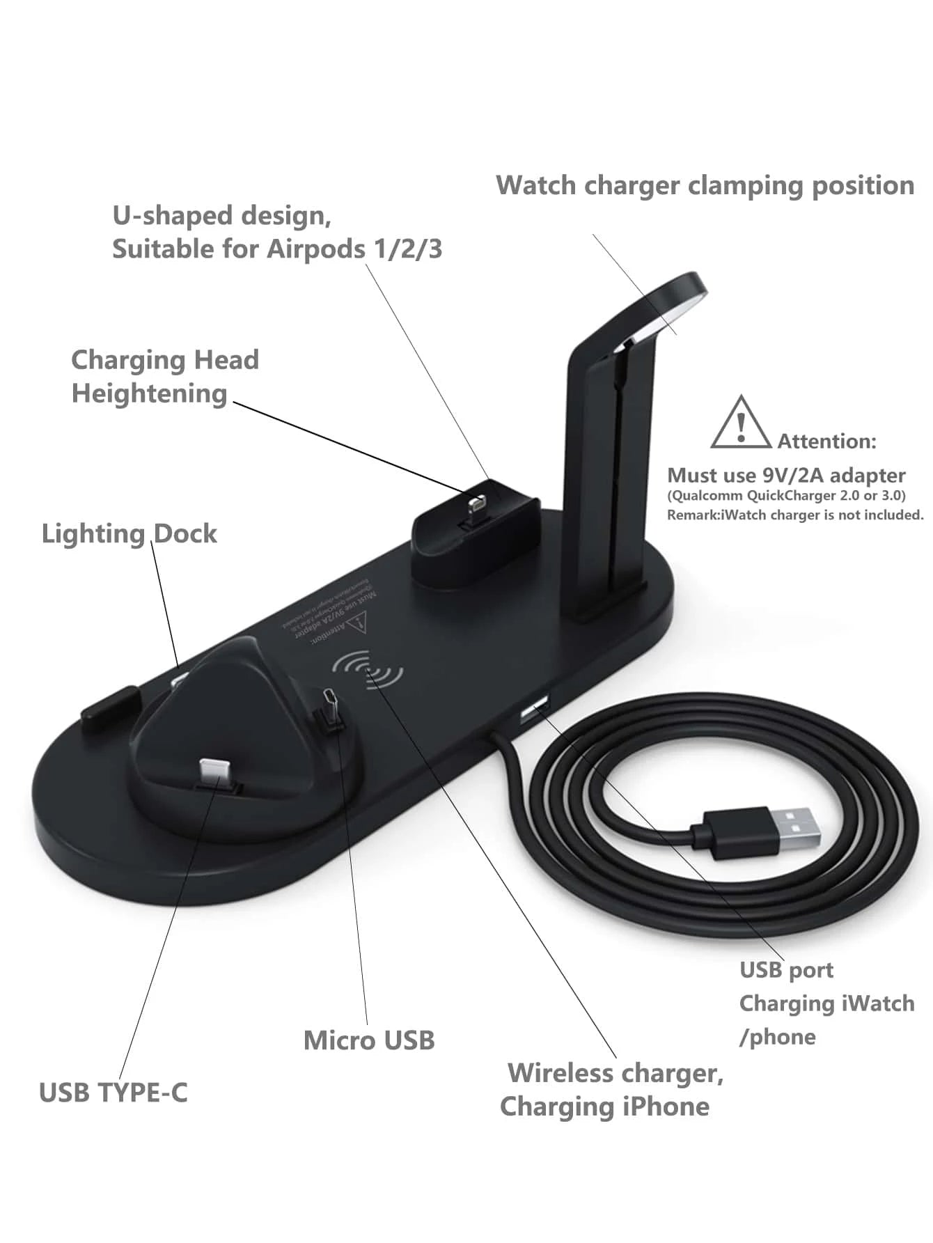 30W 6 In 1 Wireless Charger For Apple or Samsung